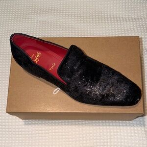 Christian Louboutin Black Velvet Loafer with Red Interior - never worn